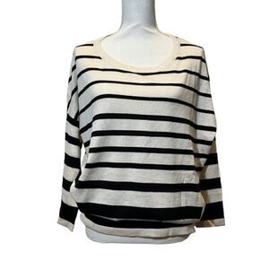 Kerisma Tapered Waist Slouch Scoopneck Sweater Black and White Stripe Size S/M‎